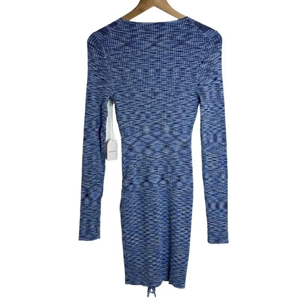 Song of Style Women's Mick Knit Mini Dress - Size Large Blue Long Sleeve Bodycon - Picture 4 of 10